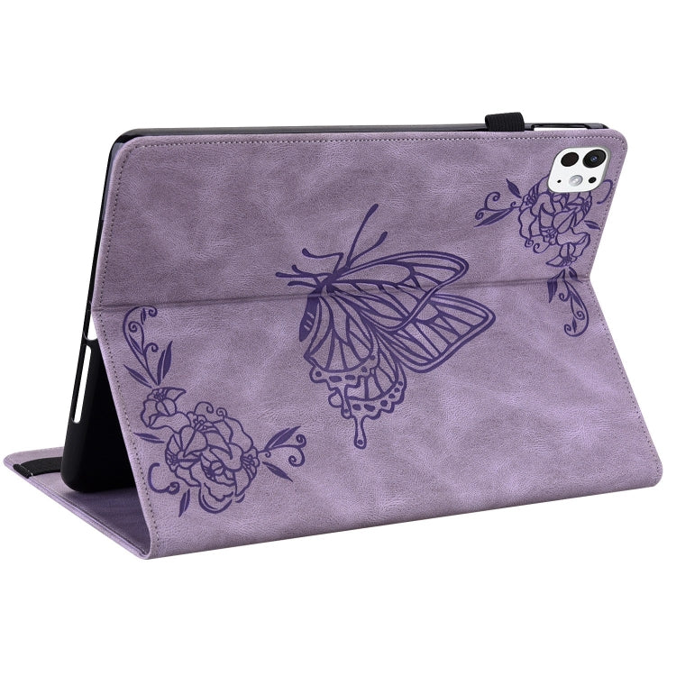 For iPad Pro 11 2024 Butterfly Flower Embossed Leather Tablet Case(Purple) - iPad Pro 11 2024 Cases by PMC Jewellery | Online Shopping South Africa | PMC Jewellery | Buy Now Pay Later Mobicred