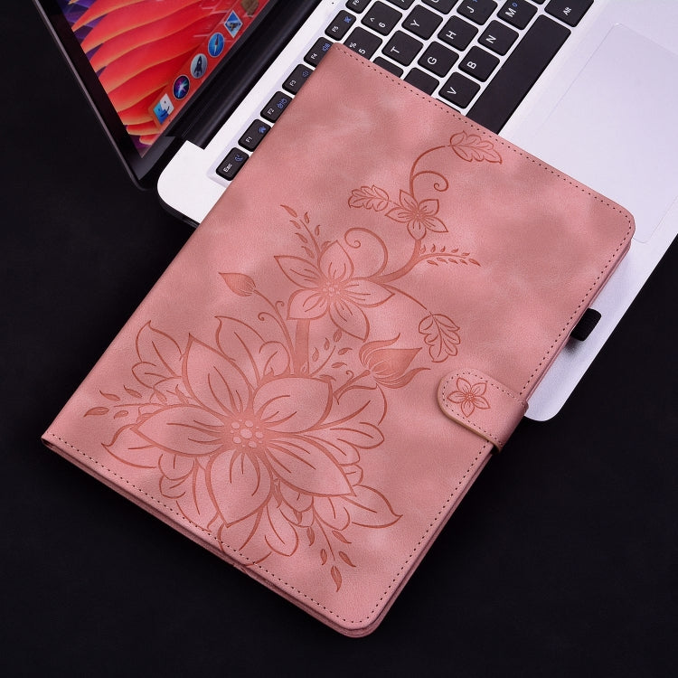 For iPad Air 13 2024 Lily Embossed Leather Smart Tablet Case(Pink) - iPad Air 13 2024 Cases by PMC Jewellery | Online Shopping South Africa | PMC Jewellery | Buy Now Pay Later Mobicred