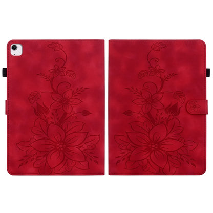 For iPad Air 13 2024 Lily Embossed Leather Smart Tablet Case(Red) - iPad Air 13 2024 Cases by PMC Jewellery | Online Shopping South Africa | PMC Jewellery | Buy Now Pay Later Mobicred