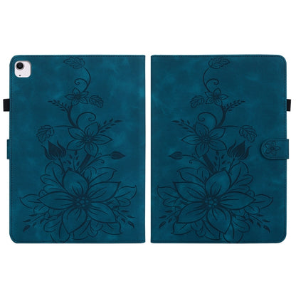 For iPad Air 13 2024 Lily Embossed Leather Smart Tablet Case(Dark Blue) - iPad Air 13 2024 Cases by PMC Jewellery | Online Shopping South Africa | PMC Jewellery | Buy Now Pay Later Mobicred