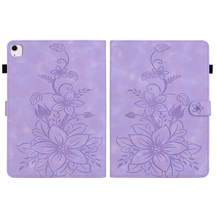 For iPad Air 11 2024 Lily Embossed Leather Smart Tablet Case(Purple) - iPad Air 11 2024 Cases by PMC Jewellery | Online Shopping South Africa | PMC Jewellery | Buy Now Pay Later Mobicred