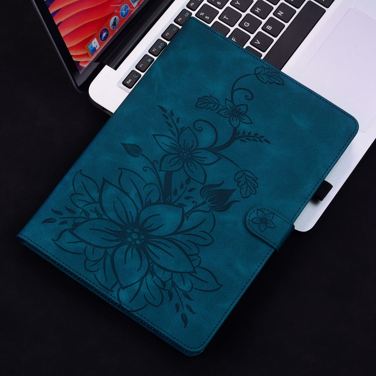 For iPad Pro 11 2024 Lily Embossed Leather Smart Tablet Case(Dark Blue) - iPad Pro 11 2024 Cases by PMC Jewellery | Online Shopping South Africa | PMC Jewellery | Buy Now Pay Later Mobicred