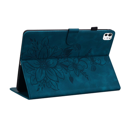 For iPad Pro 11 2024 Lily Embossed Leather Smart Tablet Case(Dark Blue) - iPad Pro 11 2024 Cases by PMC Jewellery | Online Shopping South Africa | PMC Jewellery | Buy Now Pay Later Mobicred