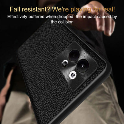 For OPPO Reno9 Pro Genuine Leather Litchi Texture Phone Case(Coffee) - OPPO Cases by PMC Jewellery | Online Shopping South Africa | PMC Jewellery | Buy Now Pay Later Mobicred