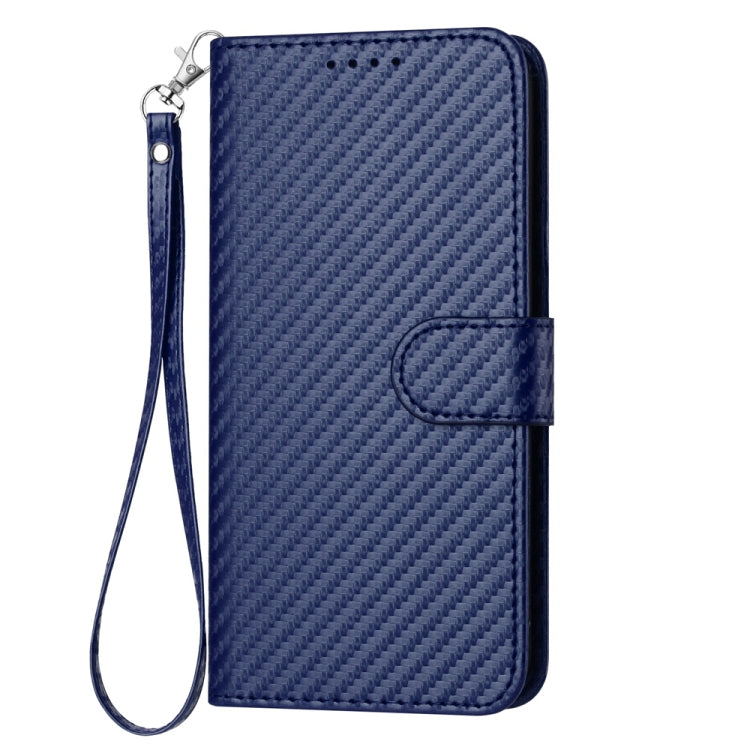 For iPhone SE 2024 YX0070 Carbon Fiber Buckle Leather Phone Case with Lanyard(Royal Blue) - More iPhone Cases by PMC Jewellery | Online Shopping South Africa | PMC Jewellery | Buy Now Pay Later Mobicred