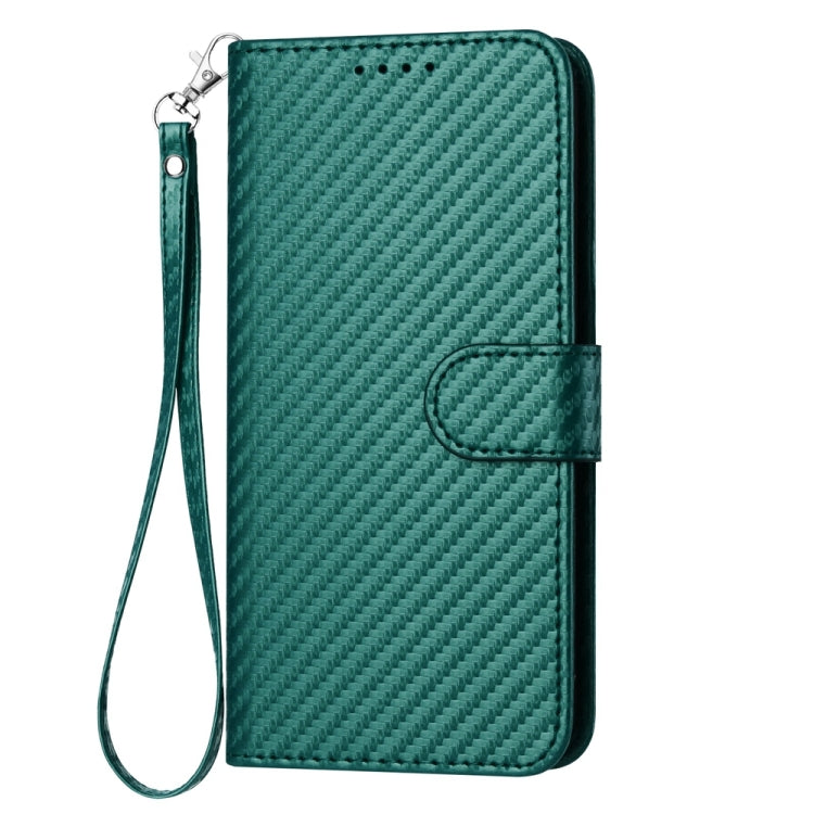 For iPhone SE 2024 YX0070 Carbon Fiber Buckle Leather Phone Case with Lanyard(Dark Green) - More iPhone Cases by PMC Jewellery | Online Shopping South Africa | PMC Jewellery | Buy Now Pay Later Mobicred