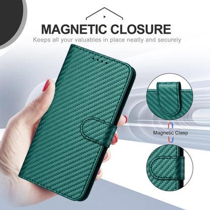 For iPhone SE 2024 YX0070 Carbon Fiber Buckle Leather Phone Case with Lanyard(Dark Green) - More iPhone Cases by PMC Jewellery | Online Shopping South Africa | PMC Jewellery | Buy Now Pay Later Mobicred