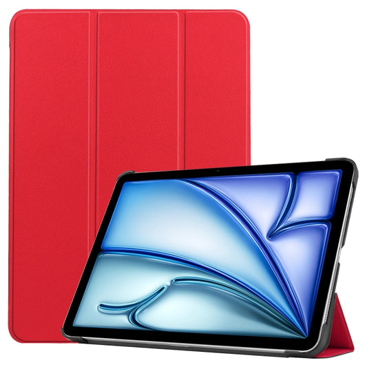 For iPad Air 13 2024 Custer Pure Color 3-Fold Holder Smart Leather Tablet Case(Red) - iPad Air 13 2024 Cases by PMC Jewellery | Online Shopping South Africa | PMC Jewellery | Buy Now Pay Later Mobicred
