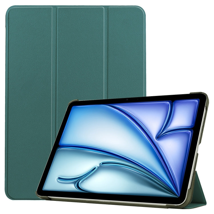 For iPad Air 13 2024 Custer Pure Color 3-Fold Holder Smart Leather Tablet Case(Dark Green) - iPad Air 13 2024 Cases by PMC Jewellery | Online Shopping South Africa | PMC Jewellery | Buy Now Pay Later Mobicred