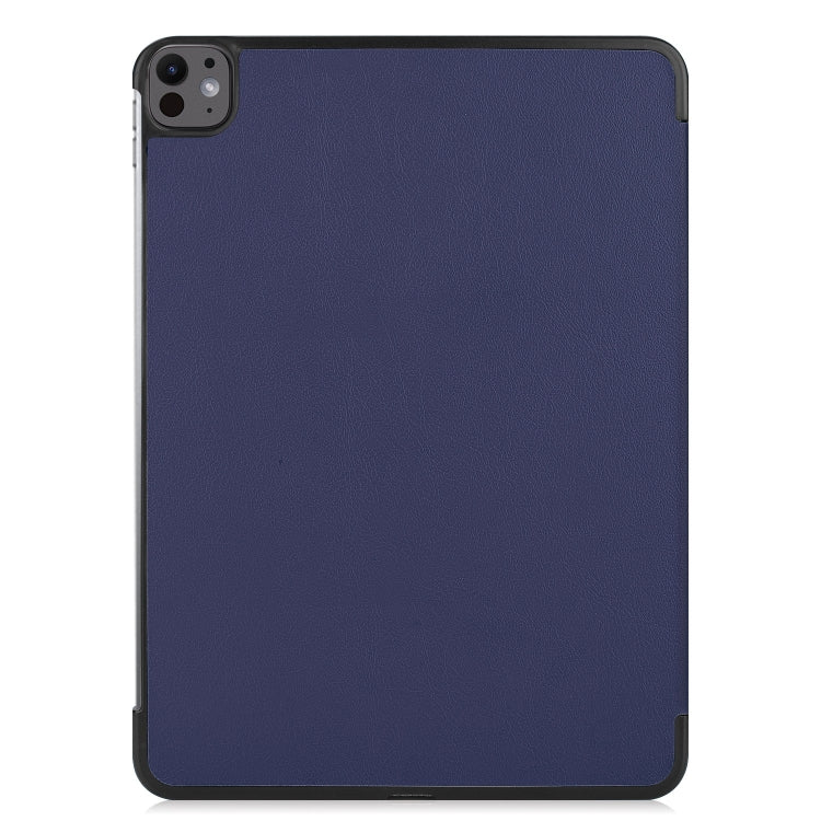 For iPad Pro 13 2024 Custer Pure Color 3-Fold Holder Smart Leather Tablet Case(Dark Blue) - iPad Pro 13 2024 Cases by PMC Jewellery | Online Shopping South Africa | PMC Jewellery | Buy Now Pay Later Mobicred