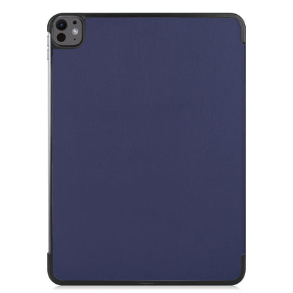 For iPad Pro 13 2024 Custer Pure Color 3-Fold Holder Smart Leather Tablet Case(Dark Blue) - iPad Pro 13 2024 Cases by PMC Jewellery | Online Shopping South Africa | PMC Jewellery | Buy Now Pay Later Mobicred