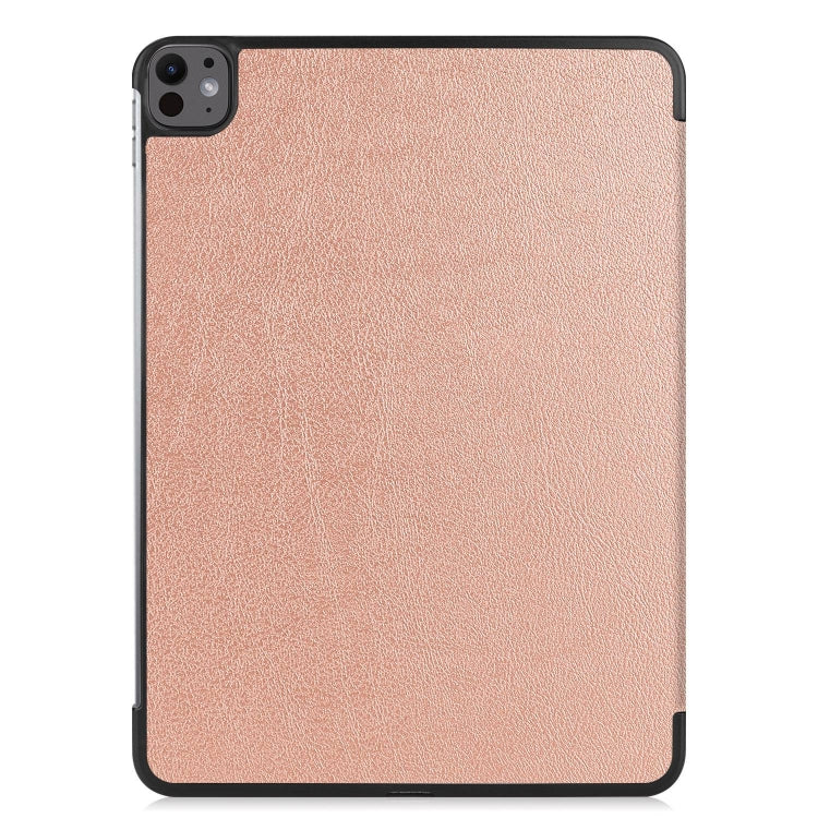 For iPad Pro 13 2024 Custer Pure Color 3-Fold Holder Smart Leather Tablet Case(Rose Gold) - iPad Pro 13 2024 Cases by PMC Jewellery | Online Shopping South Africa | PMC Jewellery | Buy Now Pay Later Mobicred