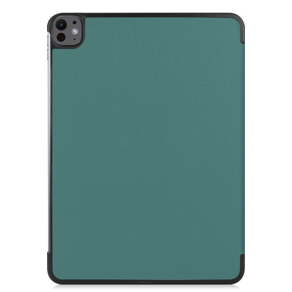 For iPad Pro 13 2024 Custer Pure Color 3-Fold Holder Smart Leather Tablet Case(Dark Green) - iPad Pro 13 2024 Cases by PMC Jewellery | Online Shopping South Africa | PMC Jewellery | Buy Now Pay Later Mobicred