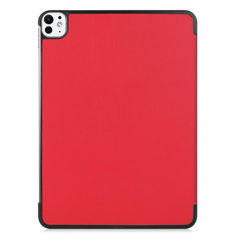 For iPad Pro 11 2024 Custer Pure Color 3-Fold Holder Smart Leather Tablet Case(Red) - iPad Pro 11 2024 Cases by PMC Jewellery | Online Shopping South Africa | PMC Jewellery | Buy Now Pay Later Mobicred