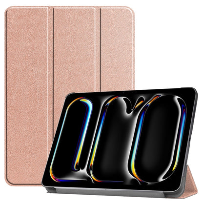 For iPad Pro 11 2024 Custer Pure Color 3-Fold Holder Smart Leather Tablet Case(Rose Gold) - iPad Pro 11 2024 Cases by PMC Jewellery | Online Shopping South Africa | PMC Jewellery | Buy Now Pay Later Mobicred