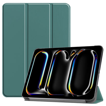 For iPad Pro 11 2024 Custer Pure Color 3-Fold Holder Smart Leather Tablet Case(Dark Green) - iPad Pro 11 2024 Cases by PMC Jewellery | Online Shopping South Africa | PMC Jewellery | Buy Now Pay Later Mobicred