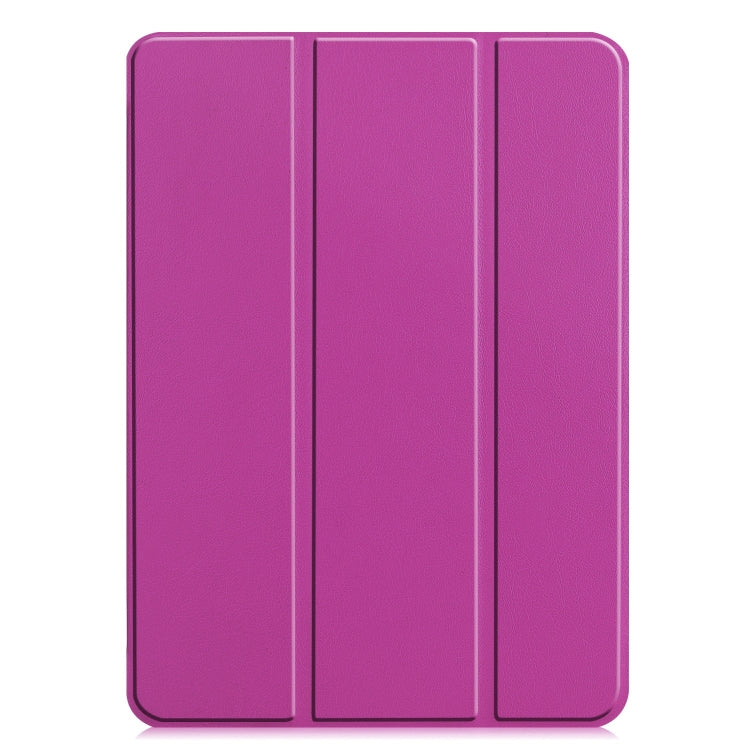 For iPad Pro 11 2024 Custer Pure Color 3-Fold Holder Smart Leather Tablet Case(Purple) - iPad Pro 11 2024 Cases by PMC Jewellery | Online Shopping South Africa | PMC Jewellery | Buy Now Pay Later Mobicred