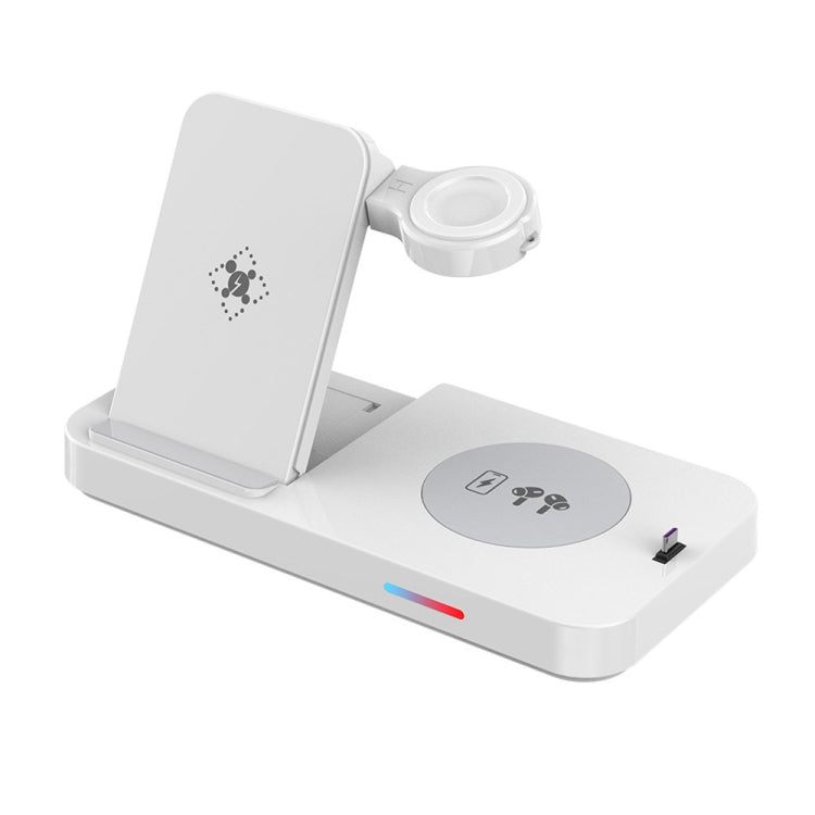 For Apple Series 3 in 1 15W Earphones/Phones/Watch Fold Wireless Charger Stand(White) - Multifunction Charger by PMC Jewellery | Online Shopping South Africa | PMC Jewellery | Buy Now Pay Later Mobicred