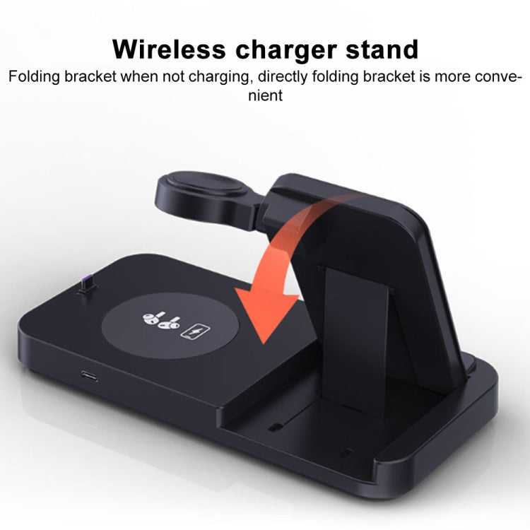 For Huawei Series 3 in 1 15W Earphones/Phones/Watch Fold Wireless Charger Stand(Black) - Multifunction Charger by PMC Jewellery | Online Shopping South Africa | PMC Jewellery | Buy Now Pay Later Mobicred