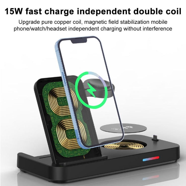 For Huawei Series 3 in 1 15W Earphones/Phones/Watch Fold Wireless Charger Stand(White) - Multifunction Charger by PMC Jewellery | Online Shopping South Africa | PMC Jewellery | Buy Now Pay Later Mobicred