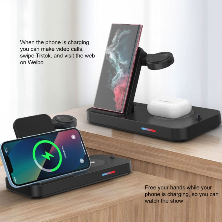 For Samsung Series 3 in 1 15W Earphones/Phones/Watch Fold Wireless Charger Stand(Black) - Multifunction Charger by PMC Jewellery | Online Shopping South Africa | PMC Jewellery | Buy Now Pay Later Mobicred