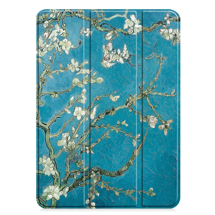 For iPad Pro 11 2024 Custer Painted 3-Fold Holder Smart Leather Tablet Case(Apricot Blossom) - iPad Pro 11 2024 Cases by PMC Jewellery | Online Shopping South Africa | PMC Jewellery | Buy Now Pay Later Mobicred