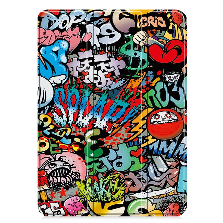 For iPad Pro 11 2024 Custer Painted 3-Fold Holder Smart Leather Tablet Case(Graffiti) - iPad Pro 11 2024 Cases by PMC Jewellery | Online Shopping South Africa | PMC Jewellery | Buy Now Pay Later Mobicred