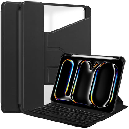 For iPad Pro 11 2024 Transparent Rotation Smart Leather Tablet Case with Keyboard(Black) - iPad Pro 11 2024 Cases by PMC Jewellery | Online Shopping South Africa | PMC Jewellery | Buy Now Pay Later Mobicred