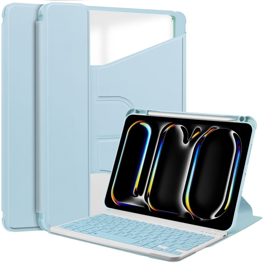 For iPad Pro 11 2024 Transparent Rotation Smart Leather Tablet Case with Keyboard(Sky Blue) - iPad Pro 11 2024 Cases by PMC Jewellery | Online Shopping South Africa | PMC Jewellery | Buy Now Pay Later Mobicred