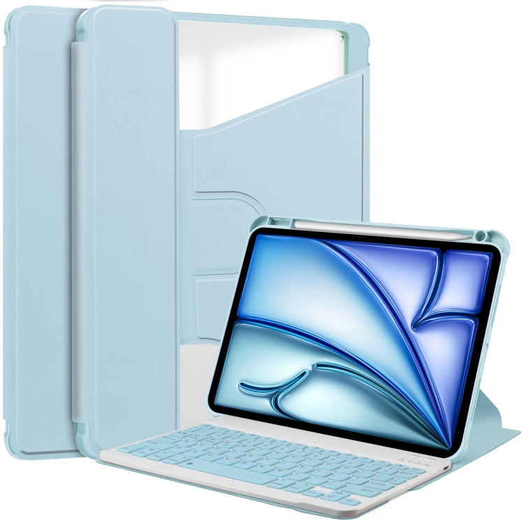 For iPad Air 13 2024 Transparent Rotation Smart Leather Tablet Case with Keyboard(Sky Blue) - iPad Air 13 2024 Cases by PMC Jewellery | Online Shopping South Africa | PMC Jewellery | Buy Now Pay Later Mobicred