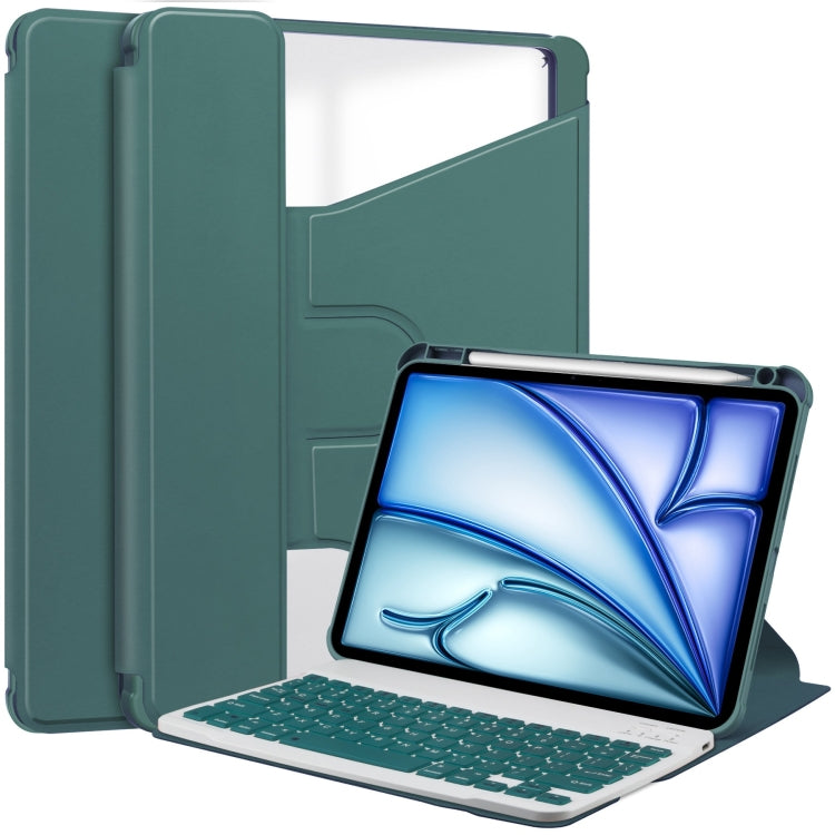 For iPad Air 11 2024 Transparent Rotation Smart Leather Tablet Case with Keyboard(Dark Green) - iPad Air 11 2024 Cases by PMC Jewellery | Online Shopping South Africa | PMC Jewellery | Buy Now Pay Later Mobicred