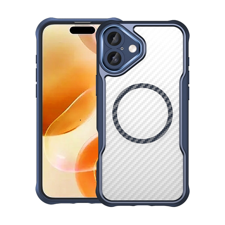 For iPhone 16 Plus Carbon Fiber Texture MagSafe Translucent Phone Case(Blue) - iPhone 16 Plus Cases by PMC Jewellery | Online Shopping South Africa | PMC Jewellery | Buy Now Pay Later Mobicred