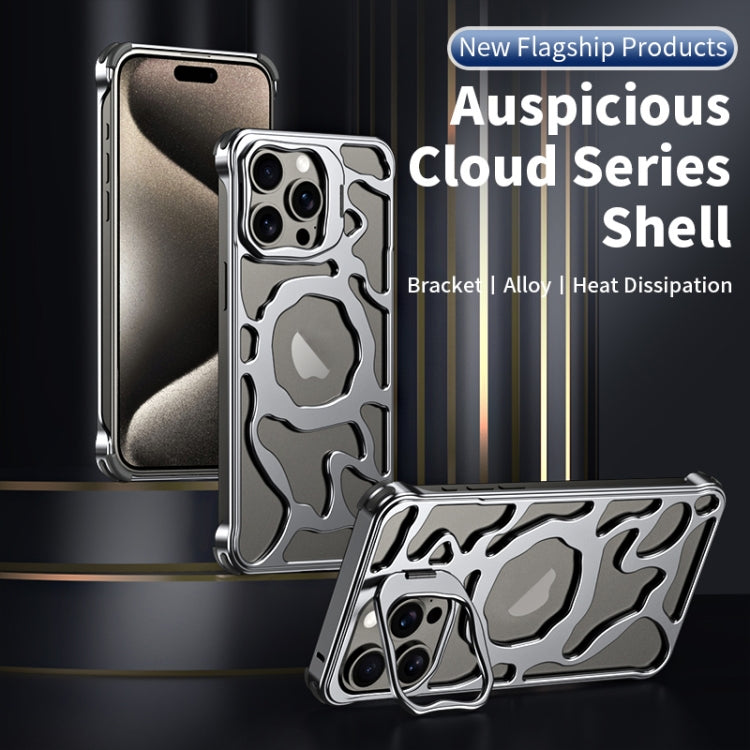 For iPhone 16 Pro Auspicious Cloud Series MagSafe Metal Phone Case with Bracket(Grey) - iPhone 16 Pro Cases by PMC Jewellery | Online Shopping South Africa | PMC Jewellery | Buy Now Pay Later Mobicred