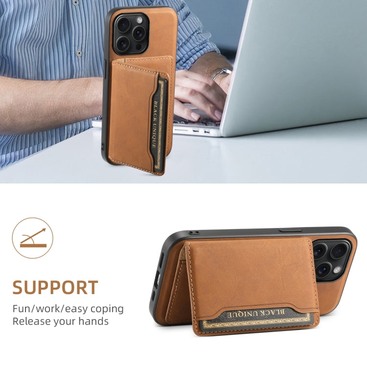 For iPhone 15 Pro Max Denior D13 Retro Texture Leather MagSafe Card Bag Phone Case(Brown) - iPhone 15 Pro Max Cases by Denior | Online Shopping South Africa | PMC Jewellery | Buy Now Pay Later Mobicred