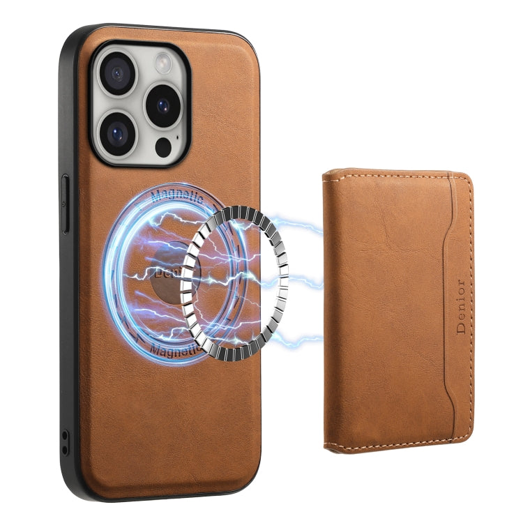 For iPhone 16 Pro Denior D13 Retro Texture Leather MagSafe Card Bag Phone Case(Brown) - iPhone 16 Pro Cases by Denior | Online Shopping South Africa | PMC Jewellery | Buy Now Pay Later Mobicred