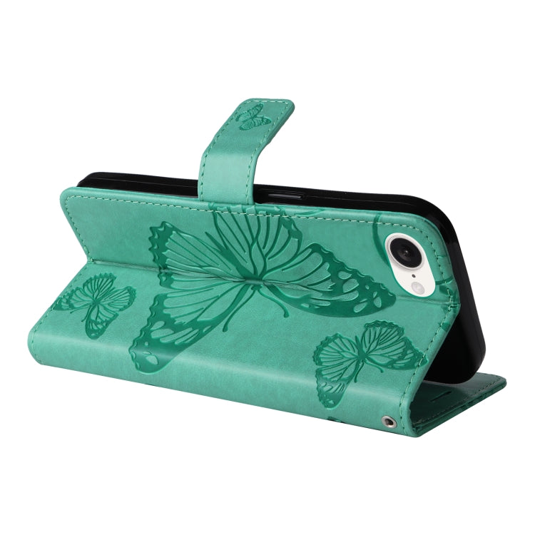 For iPhone SE 2024 3D Butterfly Embossed Pattern Flip Leather Phone Case(Green) - More iPhone Cases by PMC Jewellery | Online Shopping South Africa | PMC Jewellery | Buy Now Pay Later Mobicred