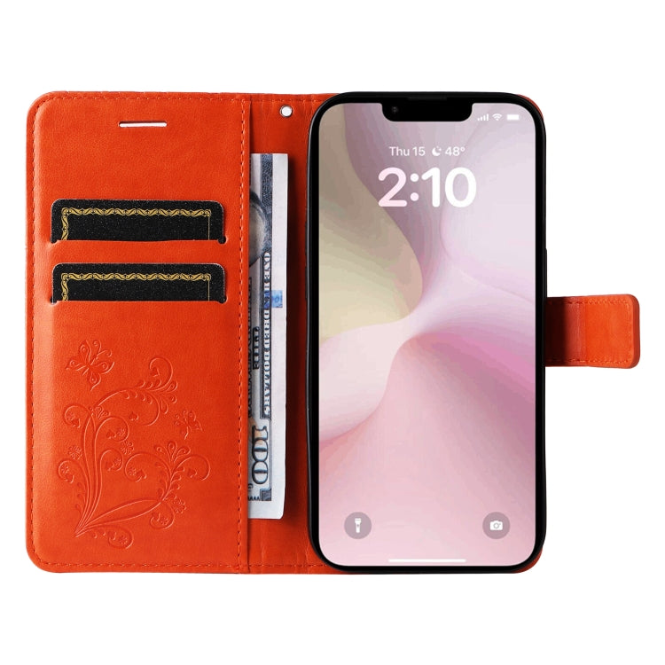 For iPhone SE 2024 3D Butterfly Embossed Pattern Flip Leather Phone Case(Orange) - More iPhone Cases by PMC Jewellery | Online Shopping South Africa | PMC Jewellery | Buy Now Pay Later Mobicred