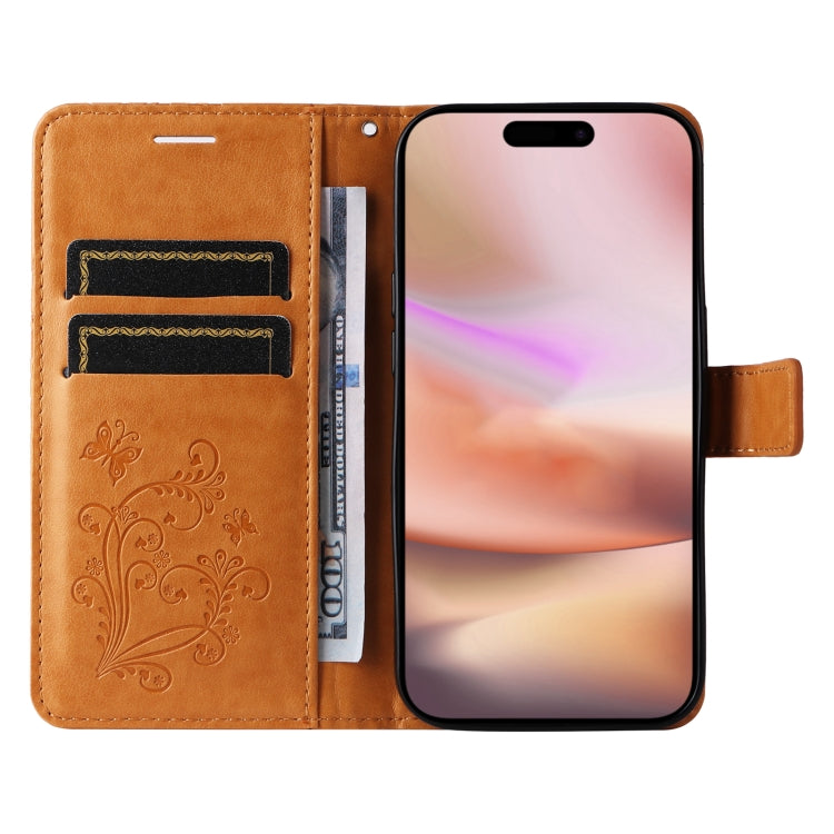 For iPhone 16 Plus 3D Butterfly Embossed Pattern Flip Leather Phone Case(Yellow) - iPhone 16 Plus Cases by PMC Jewellery | Online Shopping South Africa | PMC Jewellery | Buy Now Pay Later Mobicred