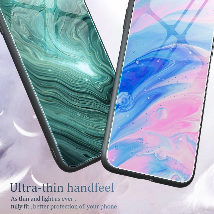 For Huawei Pura 70 Pro Marble Pattern Glass Protective Phone Case(Blue Ocean) - Huawei Cases by PMC Jewellery | Online Shopping South Africa | PMC Jewellery | Buy Now Pay Later Mobicred