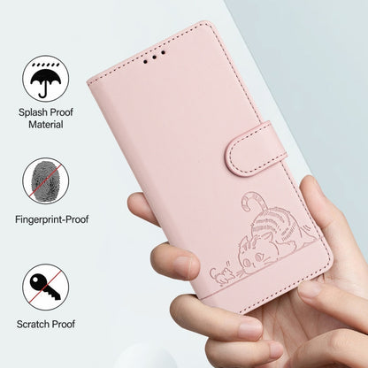 For Google Pixel 9 / 9 Pro Cat Rat Embossed Pattern RFID Leather Phone Case with Lanyard(Pink) - Google Cases by PMC Jewellery | Online Shopping South Africa | PMC Jewellery | Buy Now Pay Later Mobicred