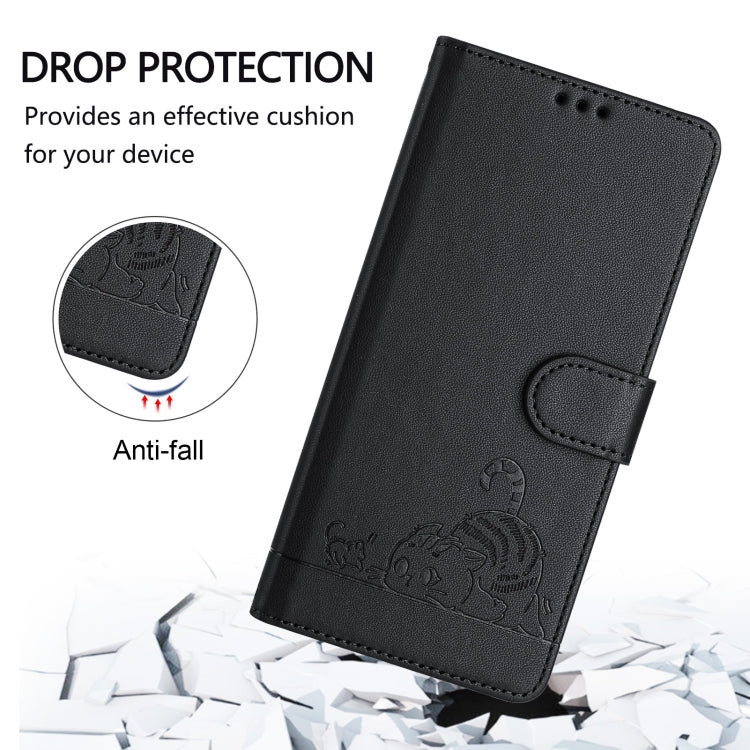 For Google Pixel 9 / 9 Pro Cat Rat Embossed Pattern RFID Leather Phone Case with Lanyard(Black) - Google Cases by PMC Jewellery | Online Shopping South Africa | PMC Jewellery | Buy Now Pay Later Mobicred