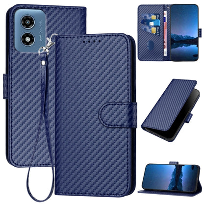 For Motorola Moto G Play 4G 2024 YX0070 Carbon Fiber Buckle Leather Phone Case with Lanyard(Royal Blue) - Motorola Cases by PMC Jewellery | Online Shopping South Africa | PMC Jewellery | Buy Now Pay Later Mobicred