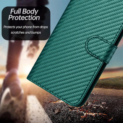 For Motorola Moto G Power 5G 2024 YX0070 Carbon Fiber Buckle Leather Phone Case with Lanyard(Dark Green) - Motorola Cases by PMC Jewellery | Online Shopping South Africa | PMC Jewellery | Buy Now Pay Later Mobicred