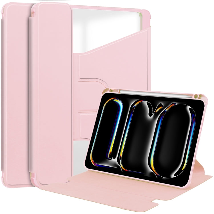 For iPad Pro 13 2024 Transparent Rotation Smart Leather Tablet Case(Pink) - iPad Pro 13 2024 Cases by PMC Jewellery | Online Shopping South Africa | PMC Jewellery | Buy Now Pay Later Mobicred