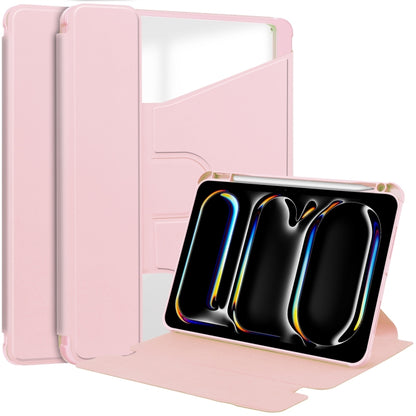 For iPad Pro 13 2024 Transparent Rotation Smart Leather Tablet Case(Pink) - iPad Pro 13 2024 Cases by PMC Jewellery | Online Shopping South Africa | PMC Jewellery | Buy Now Pay Later Mobicred