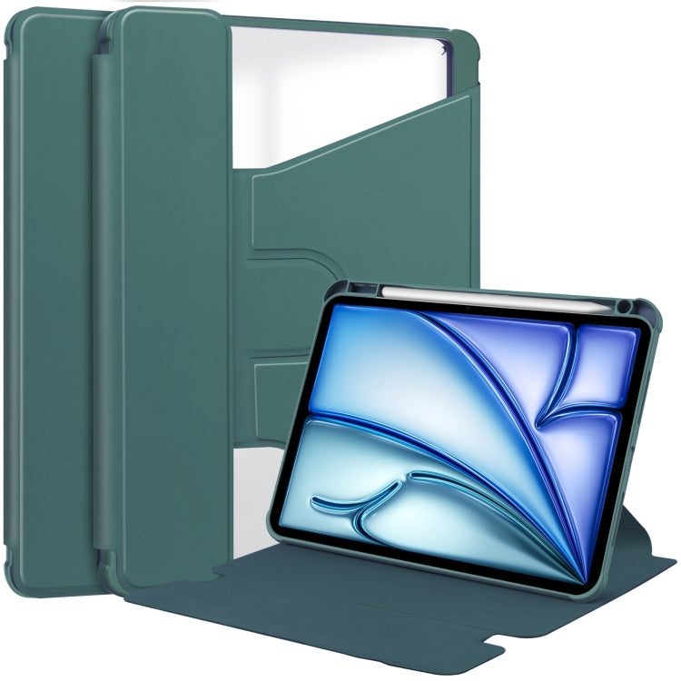 For iPad Air 13 2024 Transparent Rotation Smart Leather Tablet Case(Dark Green) - iPad Air 13 2024 Cases by PMC Jewellery | Online Shopping South Africa | PMC Jewellery | Buy Now Pay Later Mobicred