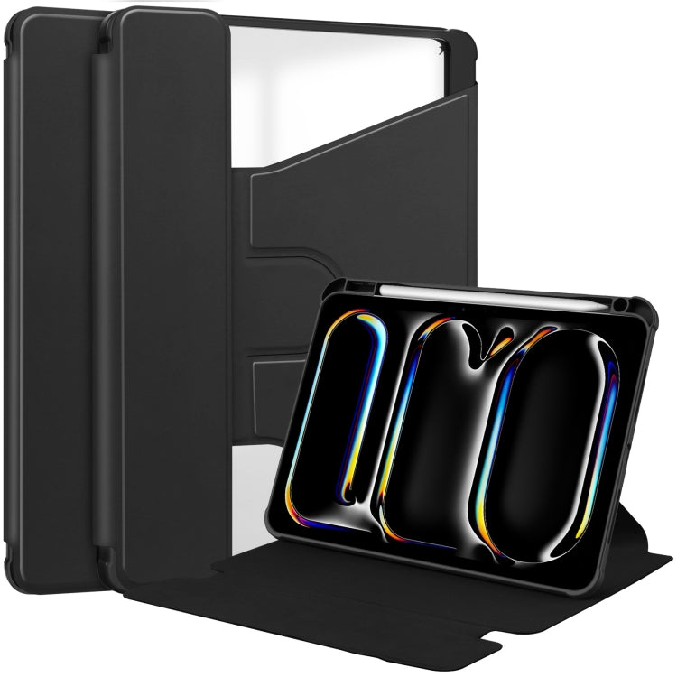 For iPad Pro 11 2024 Transparent Rotation Smart Leather Tablet Case(Black) - iPad Pro 11 2024 Cases by PMC Jewellery | Online Shopping South Africa | PMC Jewellery | Buy Now Pay Later Mobicred