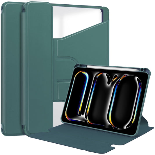 For iPad Pro 11 2024 Transparent Rotation Smart Leather Tablet Case(Dark Green) - iPad Pro 11 2024 Cases by PMC Jewellery | Online Shopping South Africa | PMC Jewellery | Buy Now Pay Later Mobicred