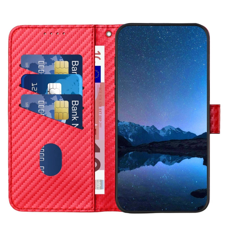 For vivo Y20/Y20i/Y20a/Y12s/Y12a YX0070 Carbon Fiber Buckle Leather Phone Case with Lanyard(Red) - vivo Cases by PMC Jewellery | Online Shopping South Africa | PMC Jewellery | Buy Now Pay Later Mobicred