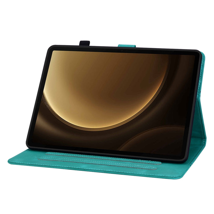 For Samsung Galaxy Tab S9+ / S9 FE+ Lily Embossed Leather Tablet Case(Green) - Galaxy Tab S9+ Cases by PMC Jewellery | Online Shopping South Africa | PMC Jewellery | Buy Now Pay Later Mobicred